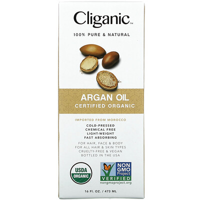 Купить Cliganic Organic Argan Oil, 16 fl oz (473 ml)