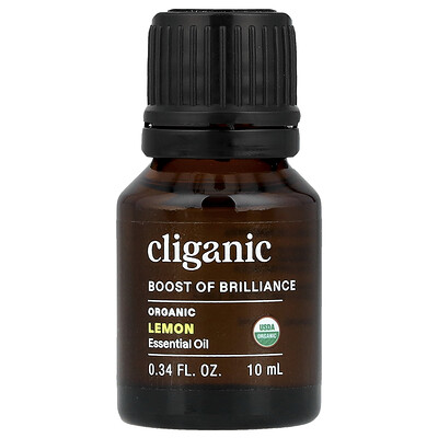Cliganic , Boost Of Brilliance™, Essential Oil, Organic Lemon Fl Oz (10 Ml) Size 0.34