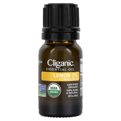 Cliganic , 100% Pure Essential Oil, Lemon Oil, Fl Oz (10 Ml) Size 0.33