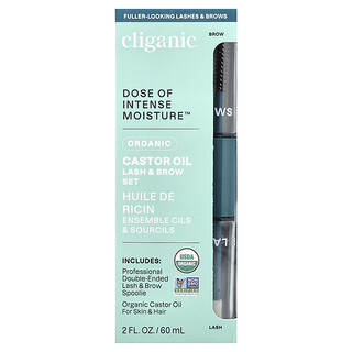 Cliganic, Dose of Intense Moisture™, Óleo de Rícino Orgânico, Conjunto para Cílios e Sobrancelhas, 60 ml (2 fl oz)