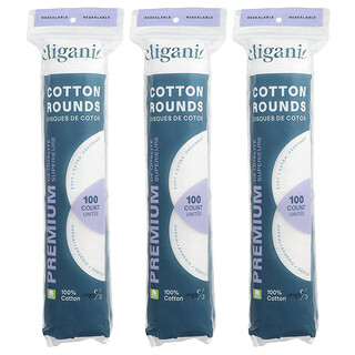 Cliganic, премиальные хлопковые шарики, 3 упаковки по 100 шт.