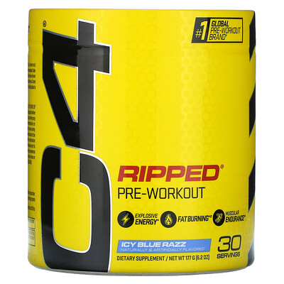 

Cellucor C4 Ripped Pre-Workout Icy Blue Razz 6.2 oz (177 g)