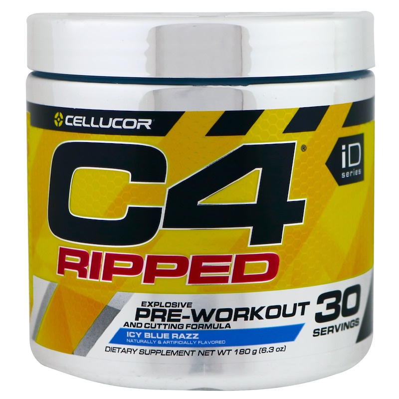 CELLUCOR C4 RIPPED PRE-WORKOUT - 180 G-Ice Blue Razz Flavour