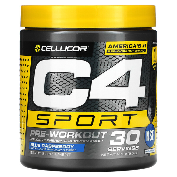 Cellucor‏, C4 Sport, טרום-אימון, פטל כחול, 270 גרם (9.5 אונקיות)