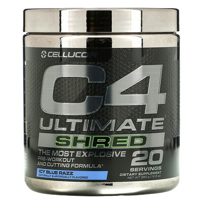 Cellucor C4 Ultimate Shred, Pre-Workout, Ice Blue Razz, 12.3 oz (350 g)