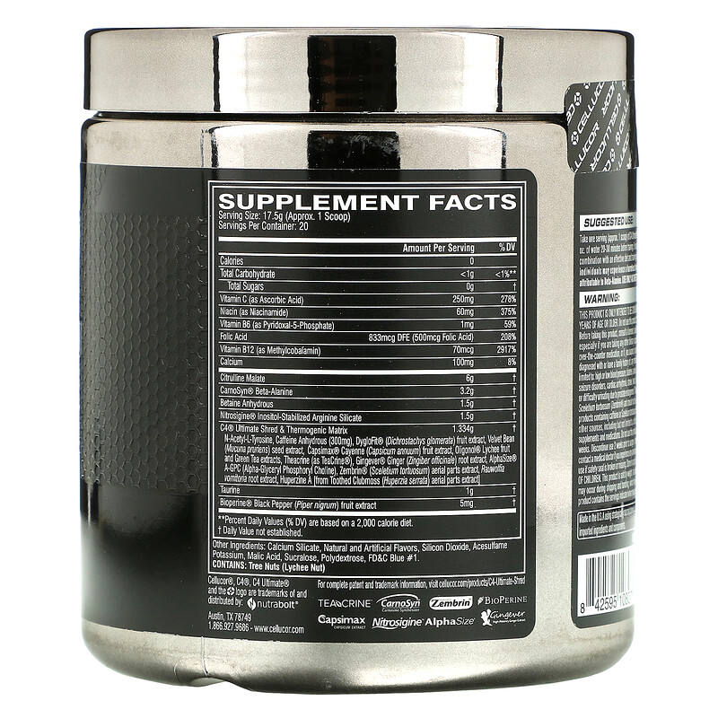 Cellucor, C4 Ultimate Shred, PreWorkout and Cutting Formula, Ice Blue