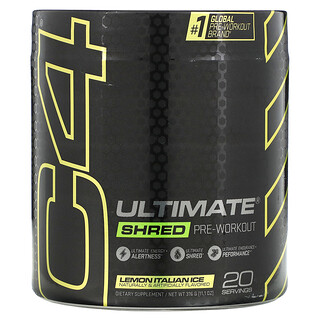 C4 / Cellucor, C4 Ultimate Shred, Fórmula para cortar y antes del entrenamiento, Helado italiano de limón, 350 g (12,3 oz)