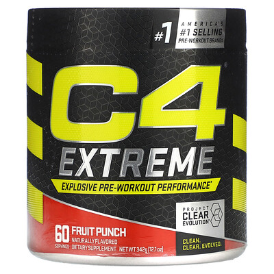 

Cellucor C4 Extreme, фруктовый пунш для повышения эффективности перед тренировкой, 342 г (12,1 унции)