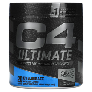 Cellucor, C4 Ultimate Pre-Workout Performance, предтренировочный комплекс, с освежающим вкусом голубой малины, 320 г (11,29 унции)