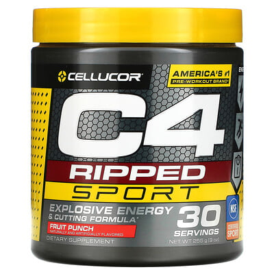 Купить Cellucor C4 Ripped Sport, Pre-Workout, Fruit Punch, 9 oz (255 g)