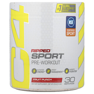C4 / Cellucor, C4® Ripped Sport, Suplemento preentrenamiento, Ponche de frutas, 213 g (7,5 oz)