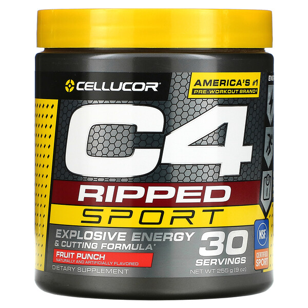 Cellucor‏, C4 Ripped Sport, Pre-Workout, Fruit Punch, 9 oz (255 g)