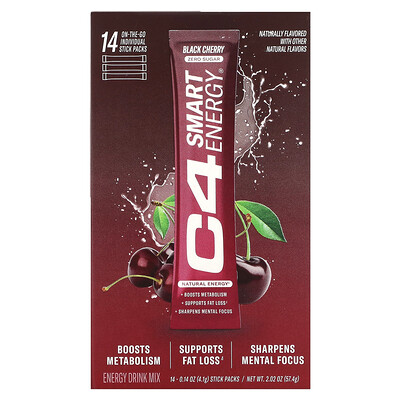 

Cellucor C4 Smart Energy Black Cherry 14 Stick Packs 0.14 oz (4.1 g) Each