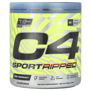 C4 / Cellucor, C4® Sport Ripped, Antrenman Öncesi, Arctic Kar Konisi, 9,9 oz (280 g)