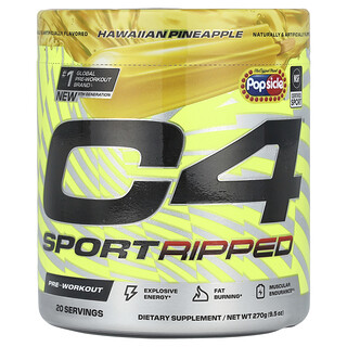 C4 / Cellucor, C4® Sport Ripped, Pre-Workout, Popsicle®, 하와이안 파인애플 맛, 270g(9.5oz)