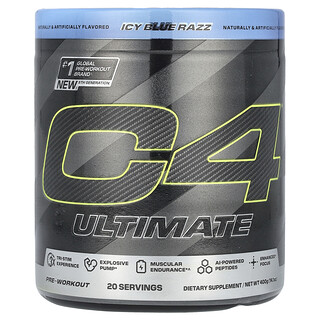 C4 / Cellucor, C4® Ultimate, Suplemento preentrenamiento, Razz azul helado, 400 g (14,1 oz)