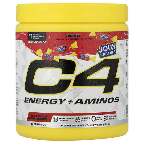 C4 / Cellucor C4® Energy + Aminos, Jolly Rancher Cherry, 8.9 oz (252 g)