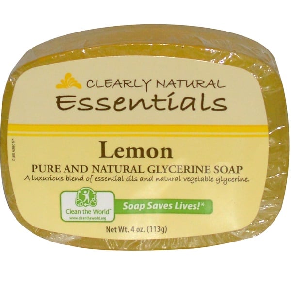 Clearly Natural, قرص صابون من الجلسرين الطبيعي والخالص، بالعناصر الأساسية، ورائحة الليمون، 4 أونصات سائلة (113 جم)