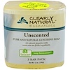 Clearly Natural, jabón de glicerina pura y natural para manos, sin aroma, paquete de 3 barras, 4 oz c/u