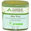 Clearly Natural, Jabón de Glicerina Puro y Natural, Aloe Vera, Pack de 3 Barras, 4 oz Cada una