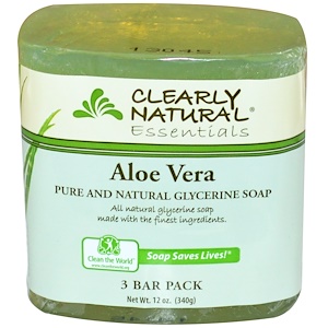 Купить Clearly Natural, Чистое и натуральное глицериновое мыло с алоэ вера, 3 шт по 4 унции в упаковке  на IHerb