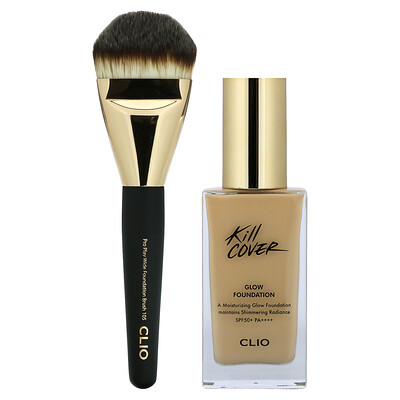 Clio Kill Cover, Glow Foundation Set, SPF 50+, PA ++++, оттенок слоновой кости 2,5 BY, 38 г (1,34 унции)