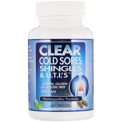 

Clear Cold Sores, против лишая и ИМП, 60 капсул