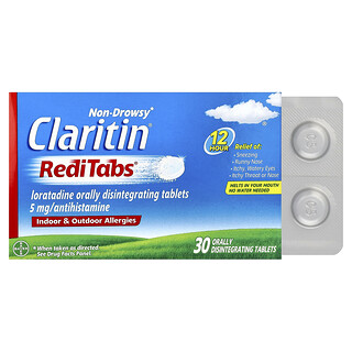 Claritin, RediTabs®, Antialergias en interiores y exteriores, 5 mg, 30 comprimidos de disolución oral