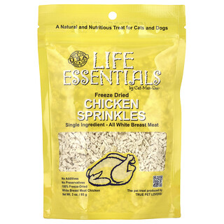 Cat-Man-Doo, Life Essentials, Sprinkles de pollo liofilizados, Para perros y gatos, 85 g (3 oz)