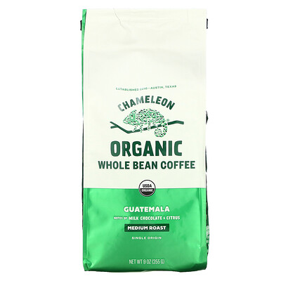 Chameleon Organic Coffee Органический кофе из цельных зерен, средней обжарки, Гватемала, 255 г (9 унций)