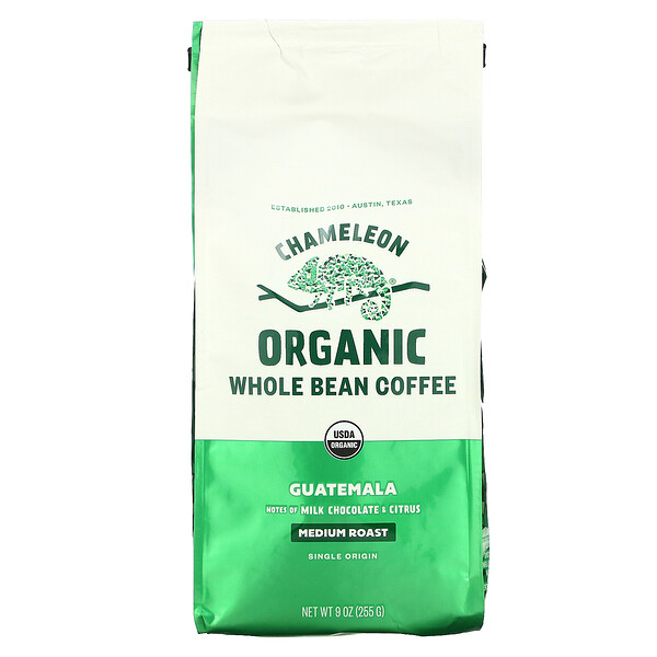 Organic Whole Bean Coffee, Medium Roast, Guatemala, 9 oz (255 g)
