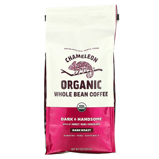 Chameleon Organic Coffee, Organic Whole Bean Coffee, Dark Roast, Dark & Handsome, 9 oz (255 g)