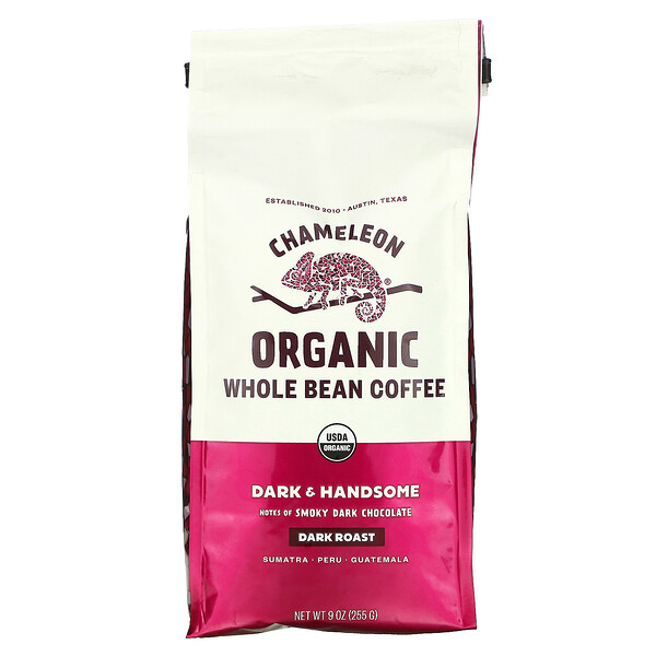 Organic Whole Bean Coffee, Dark Roast, Dark & Handsome, 9 oz (255 g)