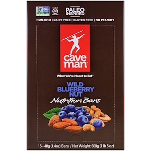 Купить Caveman Foods, Nutrition Bars, Wild Blueberry Nut, 15 Bars, 1.4 oz (40 g) Each  на IHerb