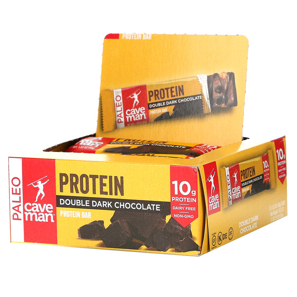 Caveman Foods‏, Protein Bar, Double Dark Chocolate, 12 Bars, 1.52 oz (43 g) Each