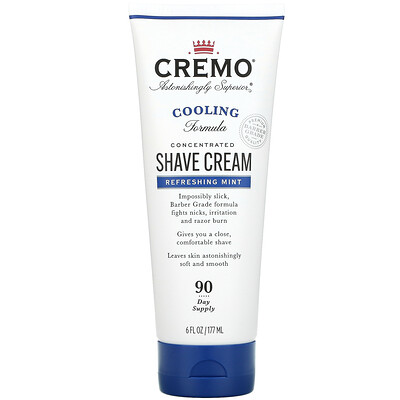 Cremo Concentrated Shave Cream, Refreshing Mint, 6 fl oz (177 ml)
