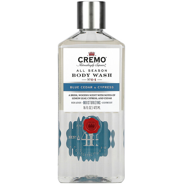 Cremo, All Season, Body Wash, No. 4, Blue Cedar & Cypress, 16 fl oz (473 ml)