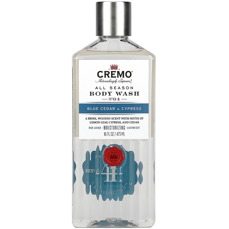 Cremo, All Season, Body Wash, No. 4, Blue Cedar & Cypress, 16 fl oz