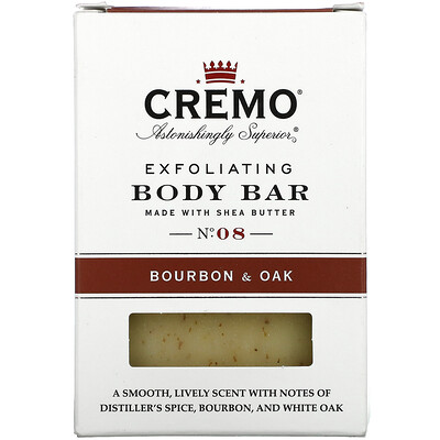 Cremo Отшелушивающее мыло для тела, № 08, бурбон и дуб, 170 г (6 унций)