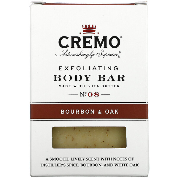 Cremo‏, Exfoliating Body Bar, No 8, Made with Shea Butter, Bourbon & Oak, 6 oz (170 g)