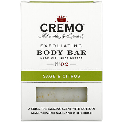 Купить Cremo Отшелушивающее мыло для тела, № 02, шалфей и цитрусовые, 170 г (6 унций)
