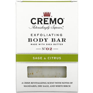 Cremo, Exfoliating Body Bar, No. 02, Sage & Citrus, 6 oz (170 g)