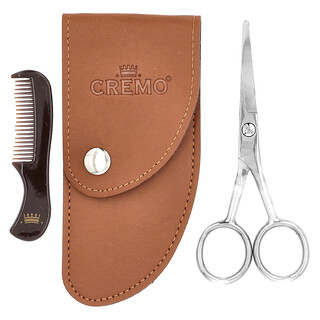 Cremo, Tesouras para Barba de Qualidade Premium com Minipente e Estojo, Kit com 3 Unidades