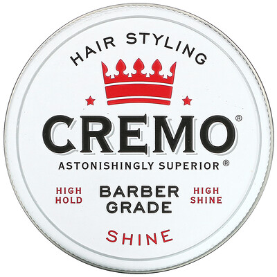 Cremo Premium Barber Grade Hair Styling Pomade, Shine, 4 oz (113 g)