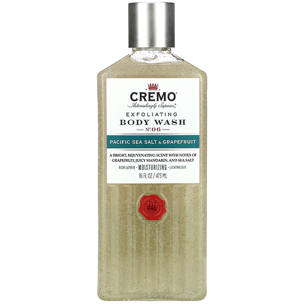 Cremo‏, Exfoliating Body Wash, No. 06, Pacific Sea Salt & Grapefruit, 16 fl oz (473 ml)