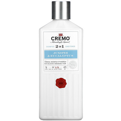 Cremo 2 In 1 Shampoo & Conditioner, No. 15, Junipers & Eucalyptus, 16 fl oz (473 ml)