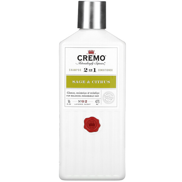 Cremo‏, 2 In 1 Shampoo & Conditioner, No. 2, Sage & Citrus, 16 fl oz (473 ml)