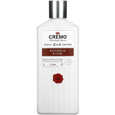 Cremo 2 In 1 Shampoo & Conditioner, No. 8, Bourbon & Oak, 16 fl oz (473 ml)