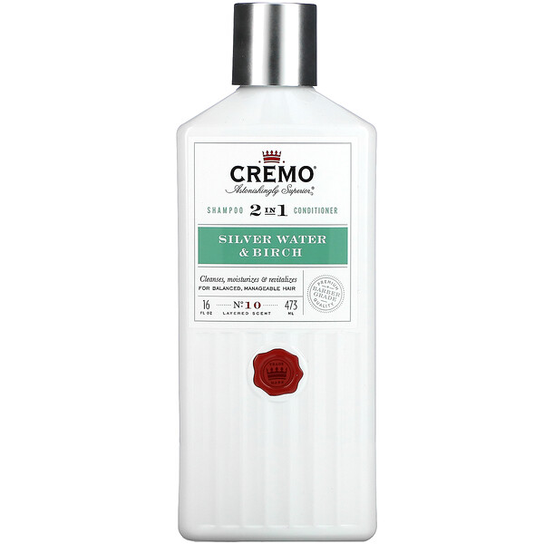 Cremo‏, 2 In 1 Shampoo & Conditioner, No. 10, Silver Water & Birch, 16 fl oz (473 ml)