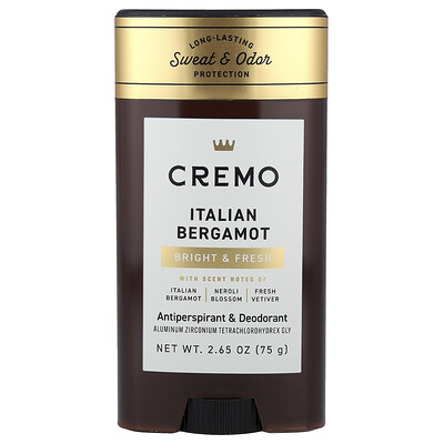 Product Image for Cremo, Antiperspirant & Deodorant, Italian Bergamot , 2.65 oz (75 g)